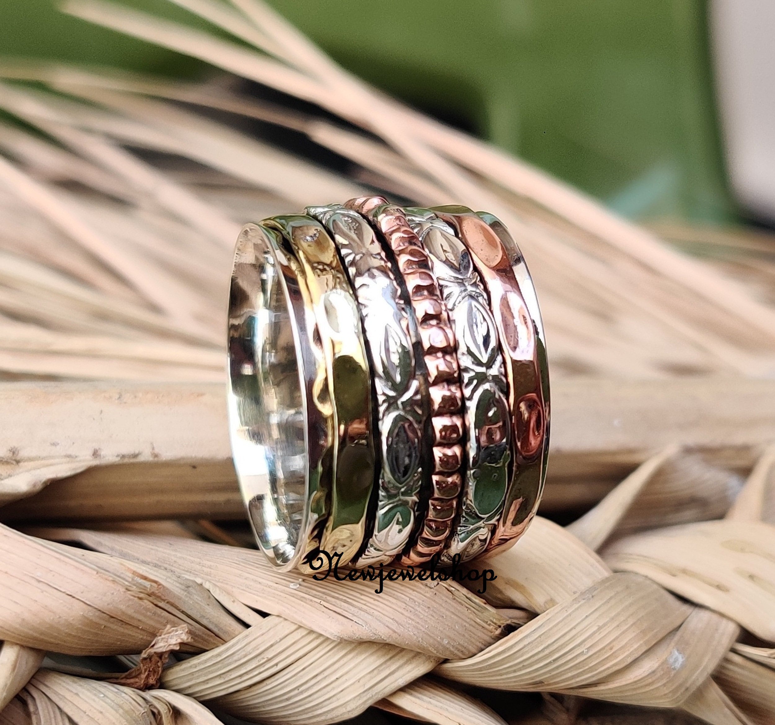 Bague Fidget Spinner Maillon Cubain – Argent Sterling 925 – Méditation, Inquiétude