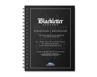 Blackletter Textura E- Libro de trabajo para bolígrafo piloto paralelo de 3,8 mm con hoja guía en blanco