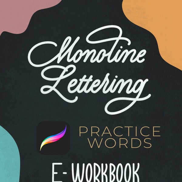 Monoline Lettering Practice Book for Procreate | Practice Words