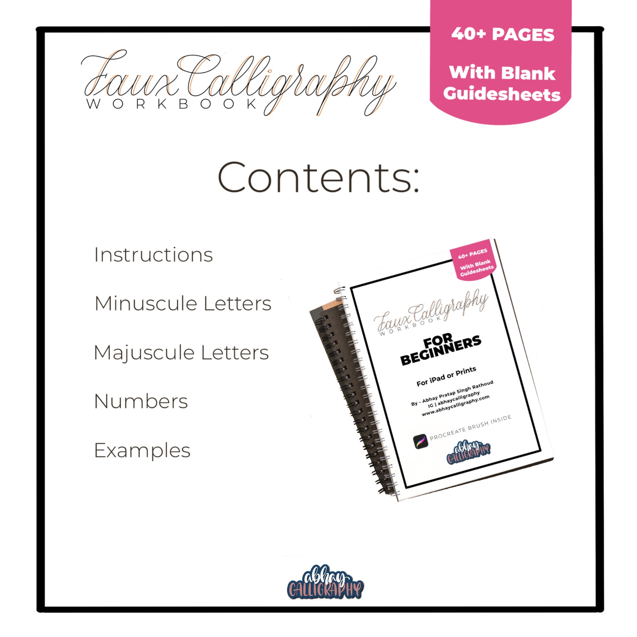 Faux Calligraphy Practice Workbook for BEGINNERS Both for