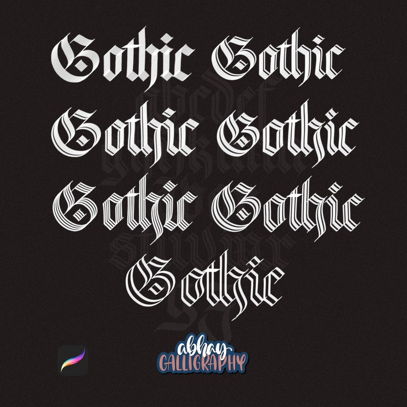 Blackletter/gothic Calligraphy Split Brushes for Procreate Etsy