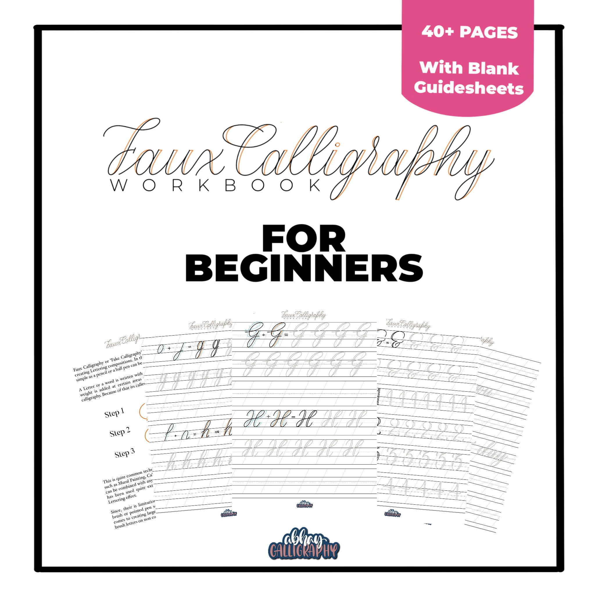 Faux Calligraphy Practice Workbook for BEGINNERS Both for Procreate & Paper  Abhay Calligraphy 