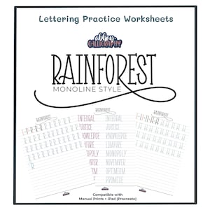 Monoline Rainforest Style Handlettering Workbook | DIGITAL DOWNLOAD | iPad Lettering | Procreate | AbhayCalligraphy