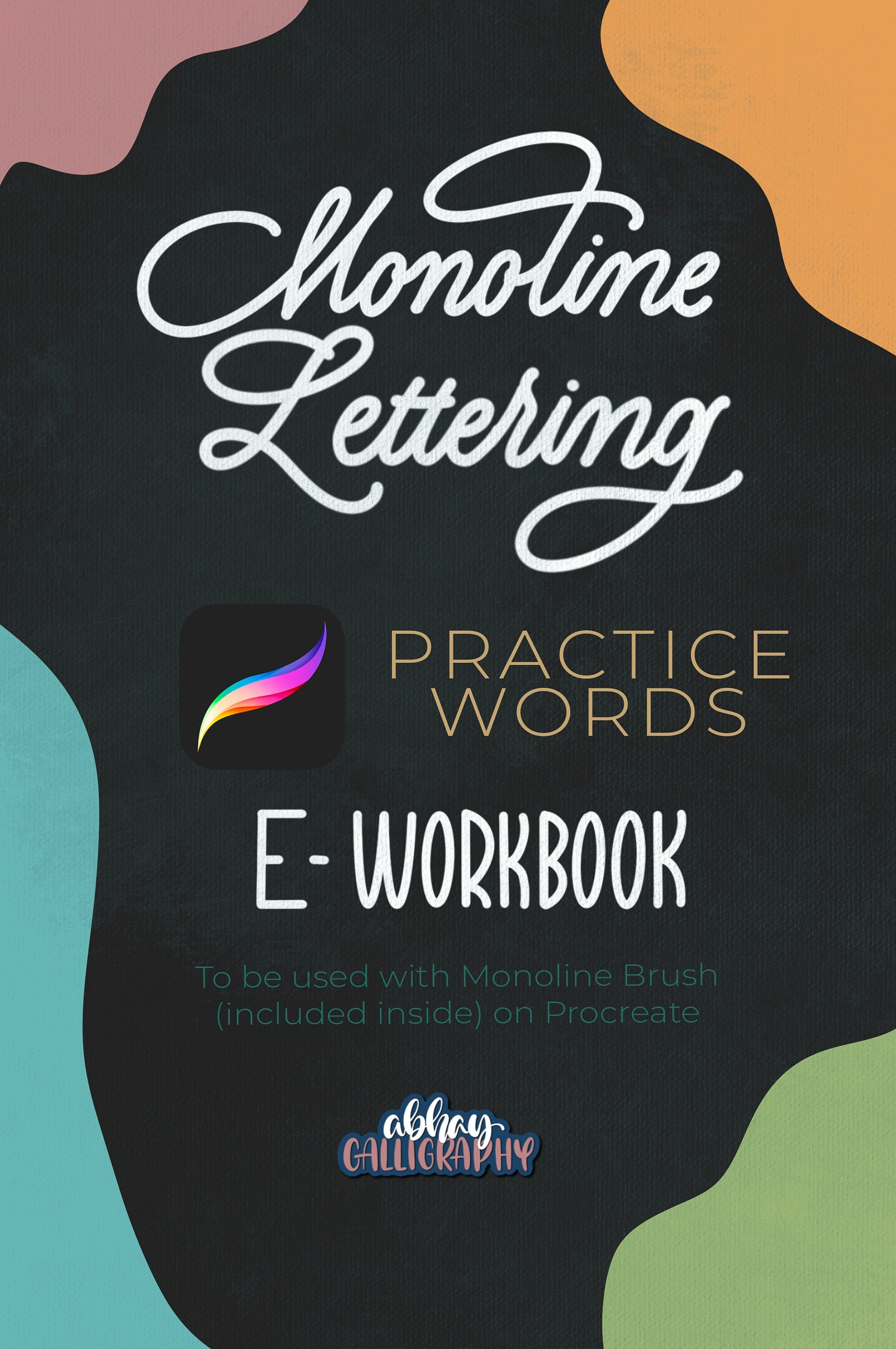 Bouncy Monoline Lettering Guide, LOWERCASE and UPPERCASE 