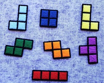 Hand-Stitched Pixel Art Block Magnets – Retro 8-Bit Game Inspired – Set of 7 or Individual