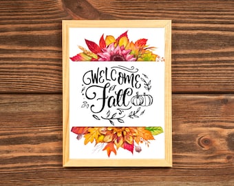Willkommen Herbst Print | Herbst Kunst | Herbst Kunst | Druckbare Herbst Kunst | Herbst Druck | Herbst Zitat Print | Herbst Zitat für Zuhause | Herbst Deko