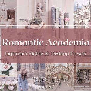 Romantic Academia Aesthetic Presets for Lightroom Mobile & Desktop | Soft, Pink Tone Filters for a Dreamy Vibe | Creamy Luxurious Presets