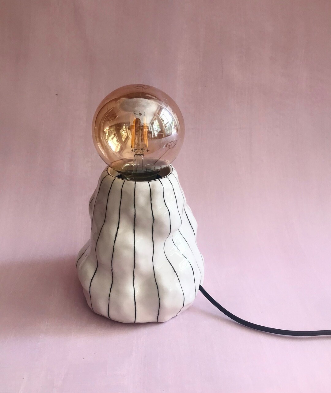 Ceramic Table Lamp, Small Bohemian Bedside Lamp, Sculptural Organic