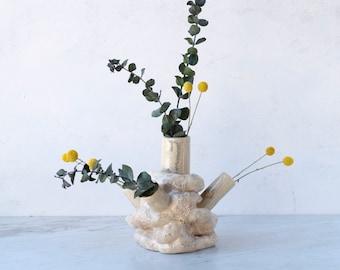 Ceramic Vase for Flower Arrangements, Ikebana Inspired Design, Handcrafted Planter, Contemporary Sculptural Bud Vase