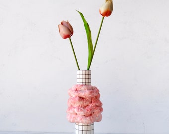 Ceramic Vase in Pink, Contemporary Vessel, Ceramic Collectable Artwork, Artistic Home Decor Object