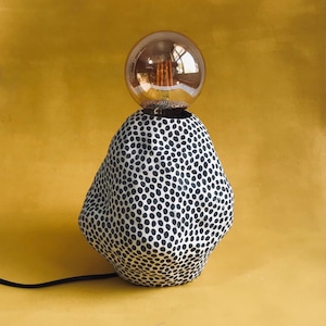 Handcrafted Ceramic Table Lamp with Polka Dot Decor, Unique Home Decor Lighting, Bohemian Bedside Lamp, Sculptural Desk Lamp