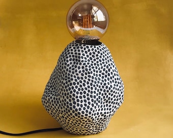 Handcrafted Ceramic Table Lamp with Polka Dot Decor, Unique Home Decor Lighting, Bohemian Bedside Lamp, Sculptural Desk Lamp