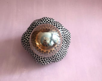 Small Ceramic Table Lamp, Unique Stylish Lighting, Sculptural Amorphous Organic Form, Polka Dotted Home Decor Object