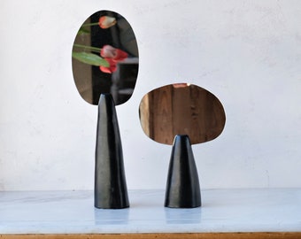 Ceramic Table Mirrors Set, Make-up Mirror, Desk Mirror, Contemporary Design Black Decor Object, Artistic Home Decor