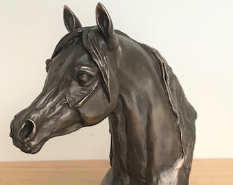 Bronze Arab Horse Head ornament by Harriet Glen, quality heavy weight cold cast bronze figurine