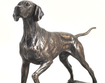 Pointer ornament figurine, quality sculpture in cold cast bronze, Dog lover collectable