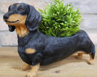 Dachshund planter indoor home decoration or garden patio ornament, great Sausage Dog lover gift