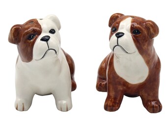 English Bulldog Salt & Pepper shaker set quality ceramic novelty Dog lover gift, boxed