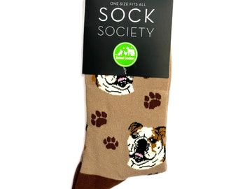 English Bulldog socks, Ladies one size, quality cotton mix, great Dog lover gift stocking filler
