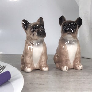 French Bulldog Salt & Pepper shaker set quality ceramic novelty Frenchie lover gift, boxed image 4