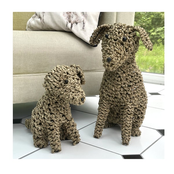 Seagrass Dog figurines in choice of 2 sizes, indoor our outdoor novelty Dog lover decoration