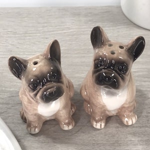 French Bulldog Salt & Pepper shaker set quality ceramic novelty Frenchie lover gift, boxed image 2