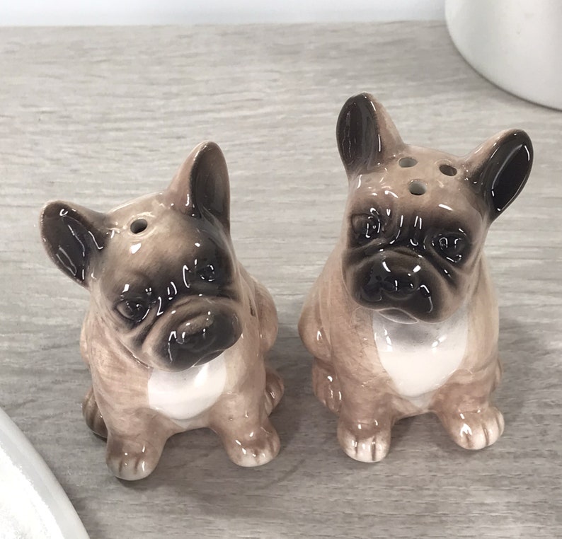 French Bulldog Salt & Pepper shaker set quality ceramic novelty Frenchie lover gift, boxed image 2