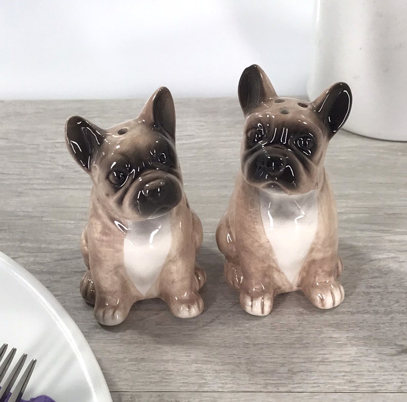 French Bulldog Salt & Pepper shaker set quality ceramic novelty Frenchie lover gift, boxed image 3