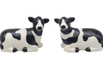 Cow Salt & Pepper shaker set quality ceramic novelty Farmer or farm animal lover gift