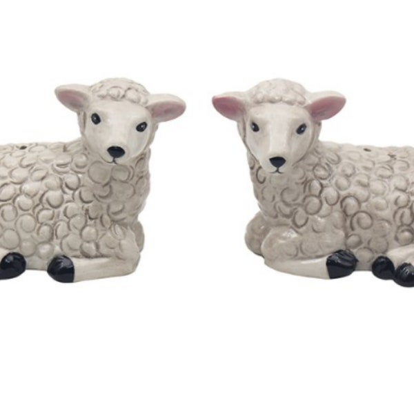 Sheep Salt & Pepper shaker set quality ceramic novelty Farmer or farm animal lover gift