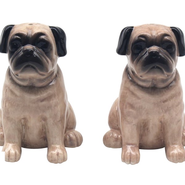 Pugs Salt & Pepper shaker set quality ceramic novelty Dog lover gift, boxed