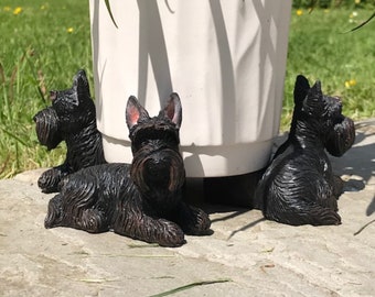 SET of 3 Scottie Dog Plant Flower Pot Stand indoor or outdoor ornaments decoration Scottish Terrier lover gift