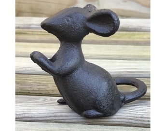 Cute solid cast iron 'Talking' mouse indoor or garden ornament, great novelty mice lover gift