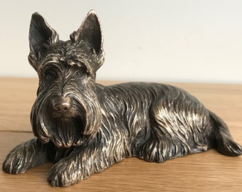 Bronze Scottish Terrier figurine, great quality solid cold cast bronze ornament, gift boxed