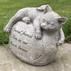 Cat Memorial or Grave Marker, Sleeping Cat With Angel Wings Laying on a ...
