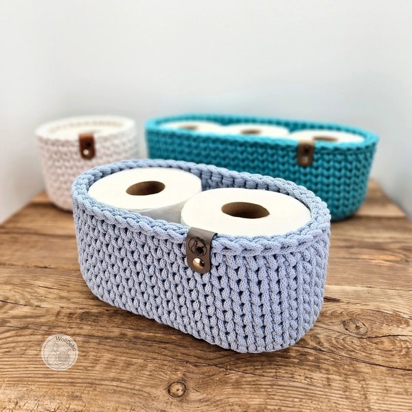 Long toilet paper basket, toilet roll storage, handmade basket, bathroom utensil