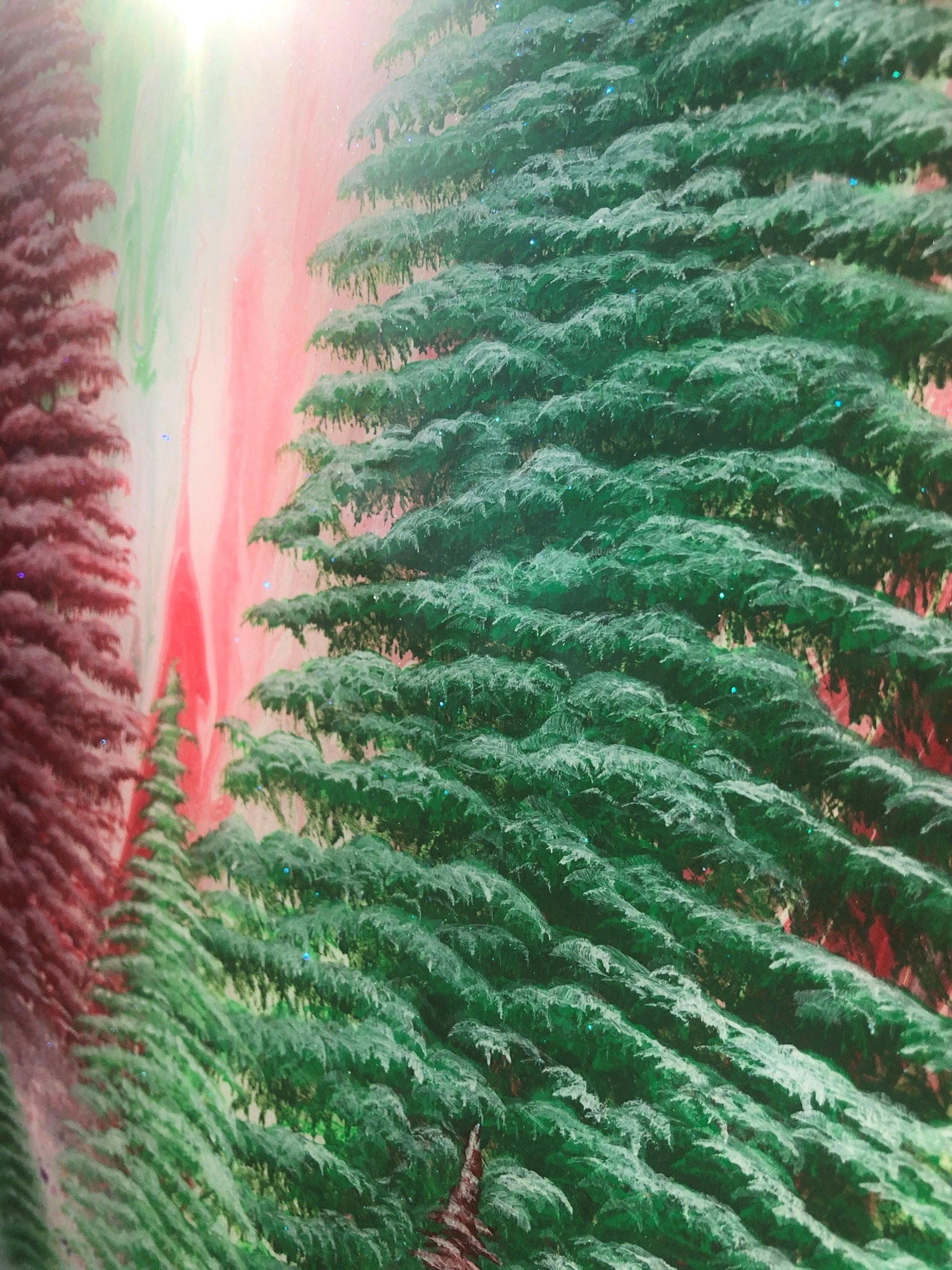 Red and Green Evergreen Canvas Wall Art / Christmas Trees  Etsy