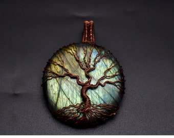 Bel arbre de vie Pendentif en fil de fer Collier Labradorite Bijoux en cuivre Bijoux uniques bijoux boho Cadeau pour sa couleur Rendome / sm