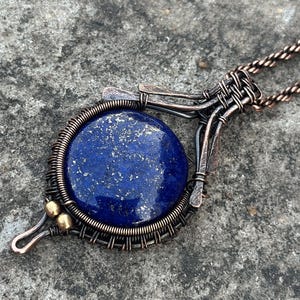 Real Lapis lazuli  pendent/Necklace/Locket/ Handmade Copper jewelry / Christmas/Festival/anniversary/birthday gifts