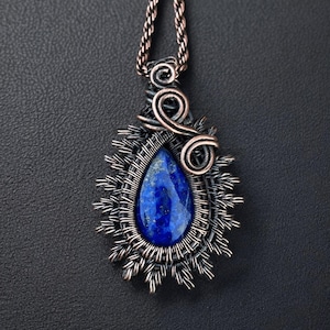 Real Lapis lazuli  pendent/Necklace/Locket/ Handmade Copper jewelry / Christmas/Festival/anniversary/birthday gifts