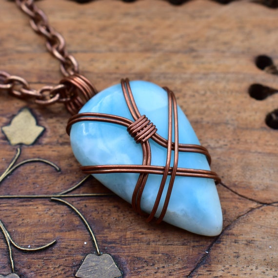 Very Rare Larimar Sky Blue Stone Pendant Larimar Stone Necklace
