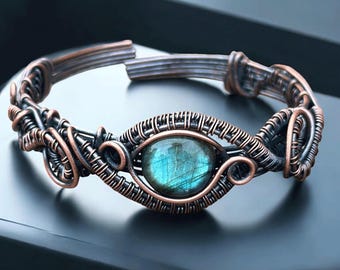 Bracelet Manchon En Nacre Bleue Fait Main, Bijou Artisanal Unique