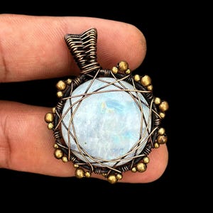 Moonstone Pendant: Handmade Copper Wire Wrapped Gemstone Jewelry