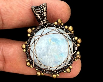Moonstone Pendant: Handmade Copper Wire Wrapped Gemstone Jewelry