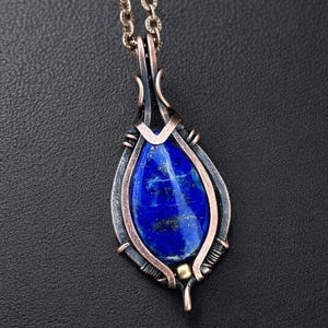 Real Lapis lazuli  pendent/Necklace/Locket/ Handmade Copper jewelry / Christmas/Festival/anniversary/birthday gifts