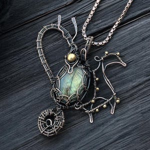 Labradorite Dragon Pendant: Unique Copper Wire-Wrapped Necklace