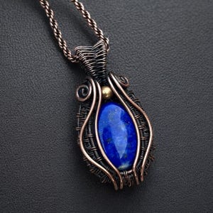 Real Lapis lazuli  pendent/Necklace/Locket/ Handmade Copper jewelry / Christmas/Festival/anniversary/birthday gifts