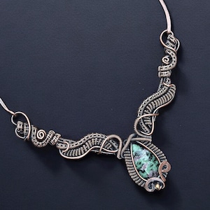 Elegant copper necklace for mom/Ruby zoisite copper necklace/Healing copper necklace/Copper energy jewelry/copper jewelry