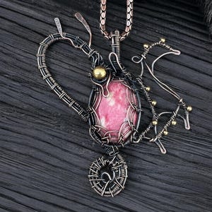 Thulite jasper copper wire pendent jewelry dragon pendants