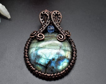 Labradorite Blue Pendant Coper Wire Wrapped Gemstone Pendant Copper Jewelry,Designer Pendant,Gift For Her Gift For Mother Labradorit/sm